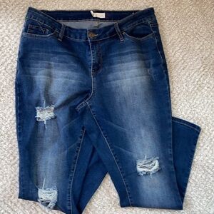 YMI Sz 16 High-Rise Skinny  Denim collection Dark wash Distressed